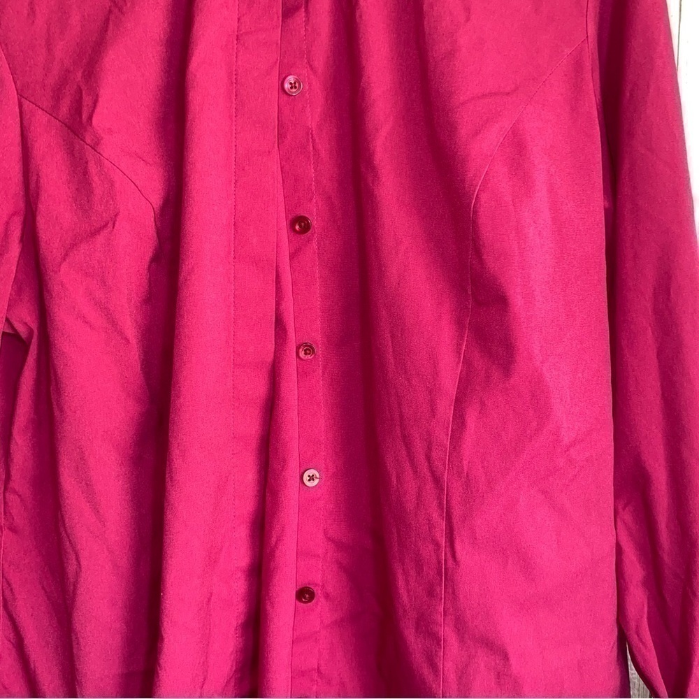 Lane Bryant Magenta Button Down Blouse 14/16 Stretch Career Office Plus Size - Picture 2 of 4